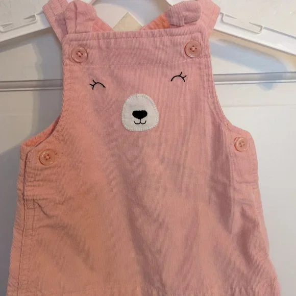 Just One You by Carter's Baby Girl Pink Corduroy Bear Romper sz 3M - Picture 1 of 6